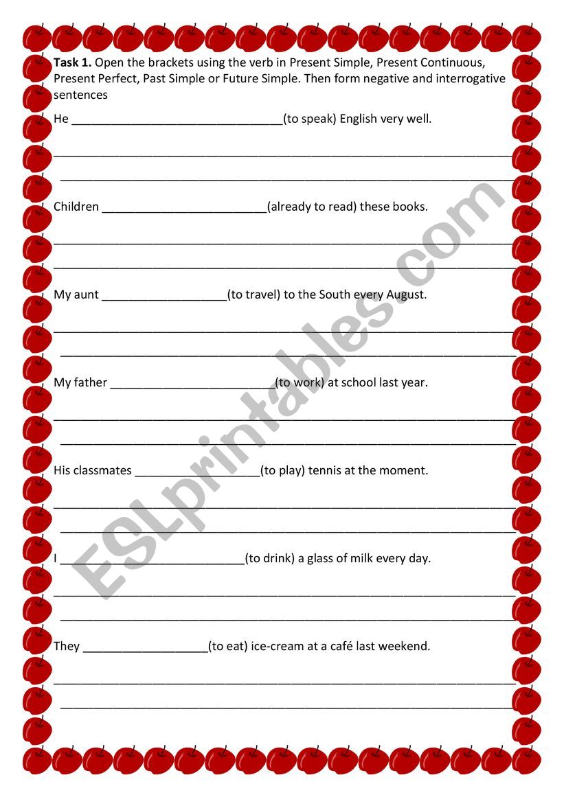 Grammar tasks worksheet