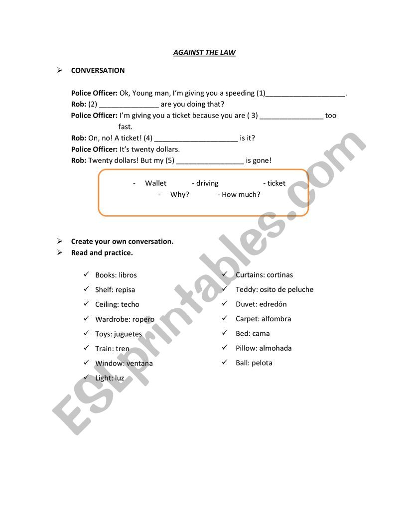 Against the law worksheet