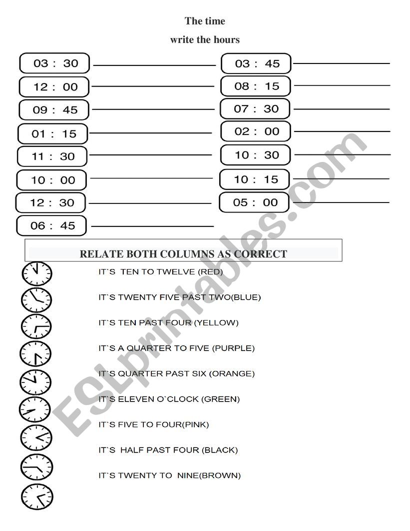 The Time - ESL worksheet by anabell2016