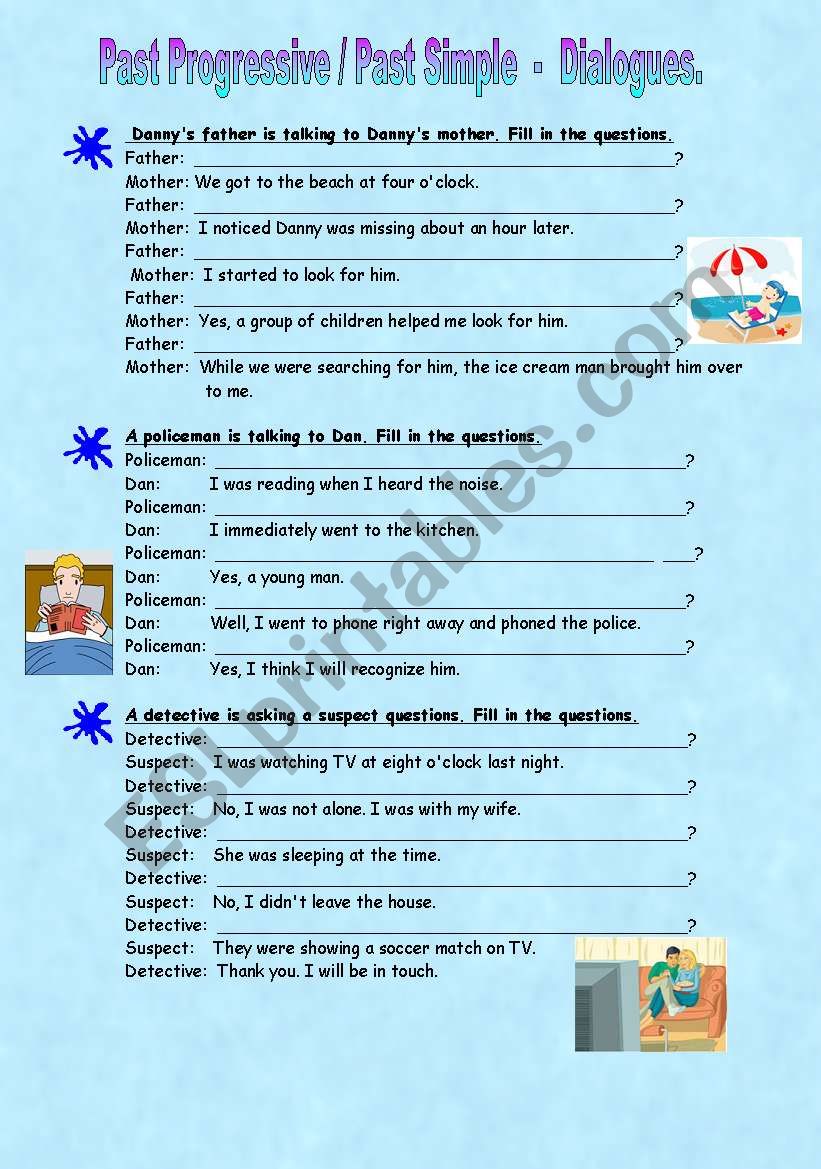 Roleplay - Past simple/continuous - ESL worksheet by Dotty_Dalmatian