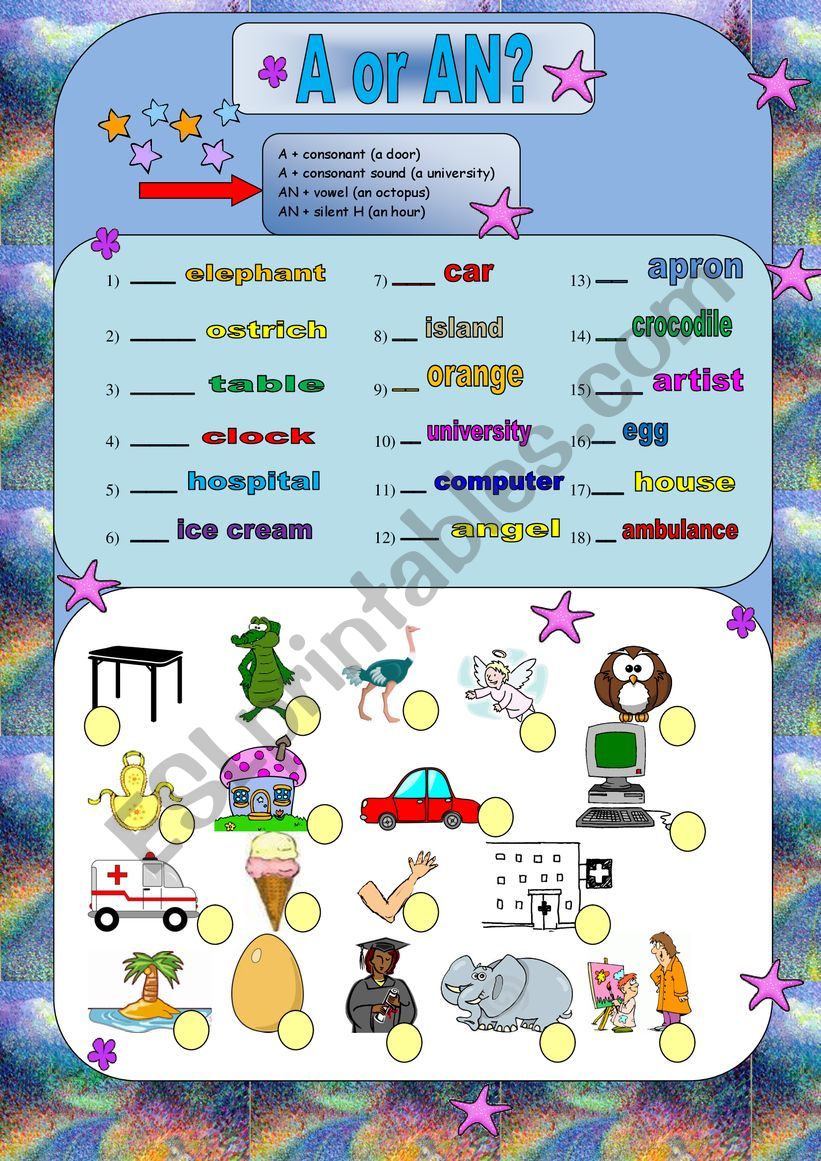 A - An worksheet