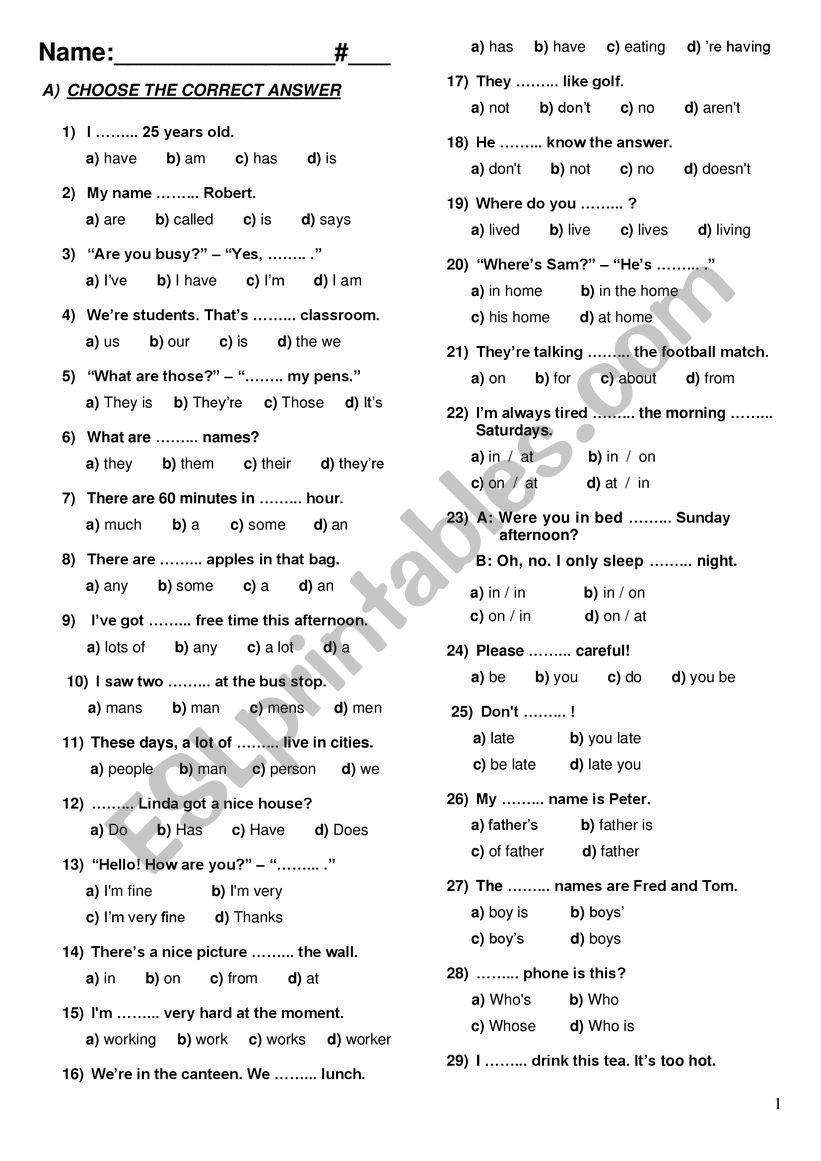 Diagnostic worksheet