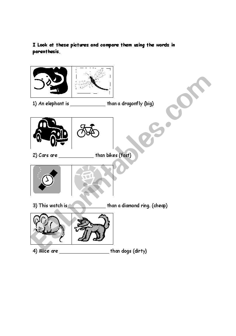 Compratives worksheet