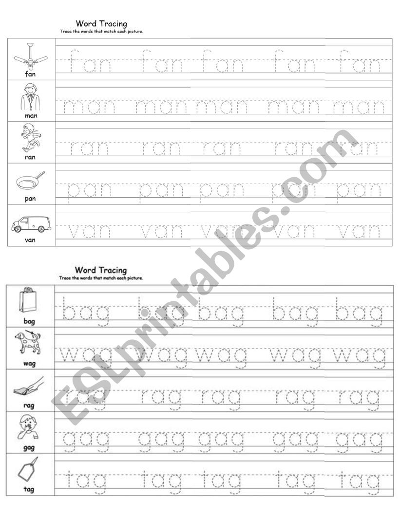 short vowel a tracing worksheet esl worksheet by fayenguyen