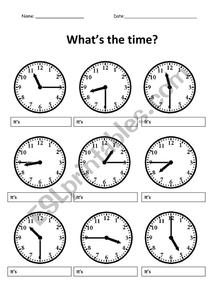 The time  worksheet