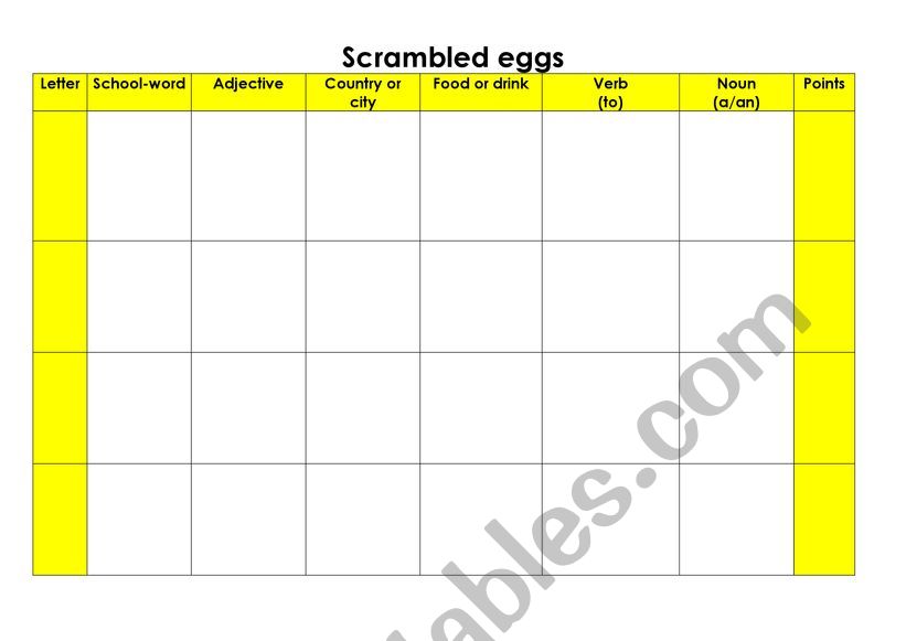 Scrabled eggs worksheet