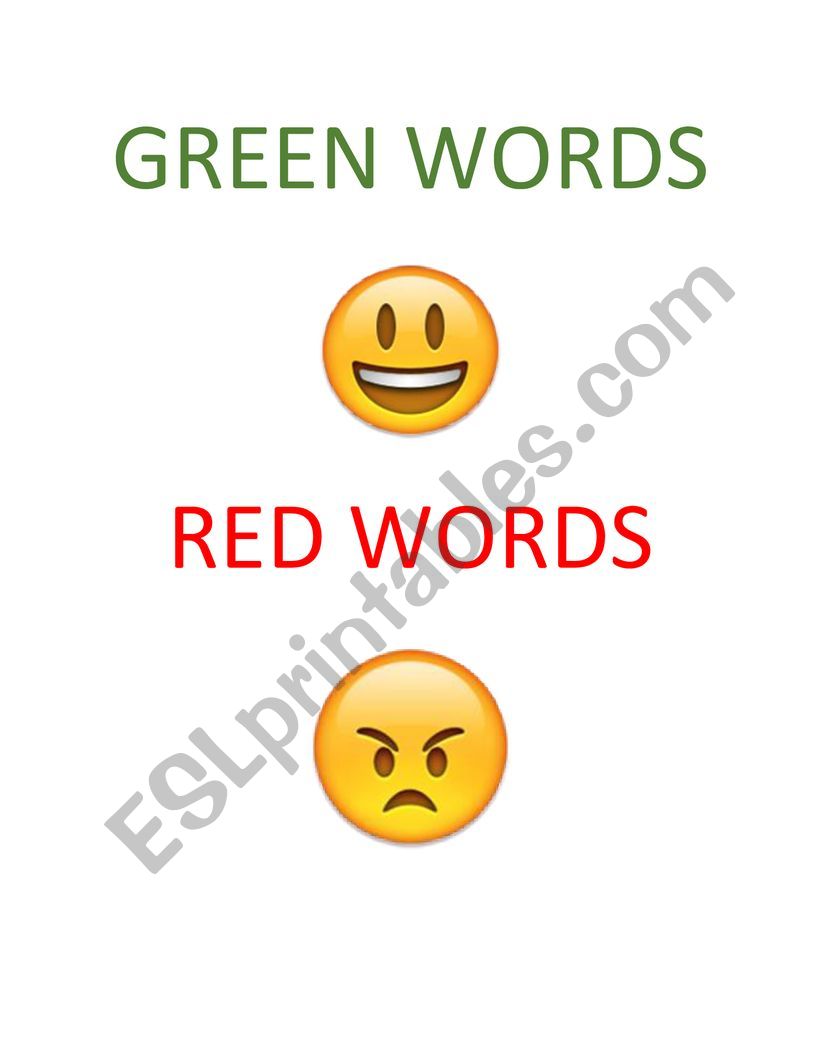 Green Words & Red Words worksheet