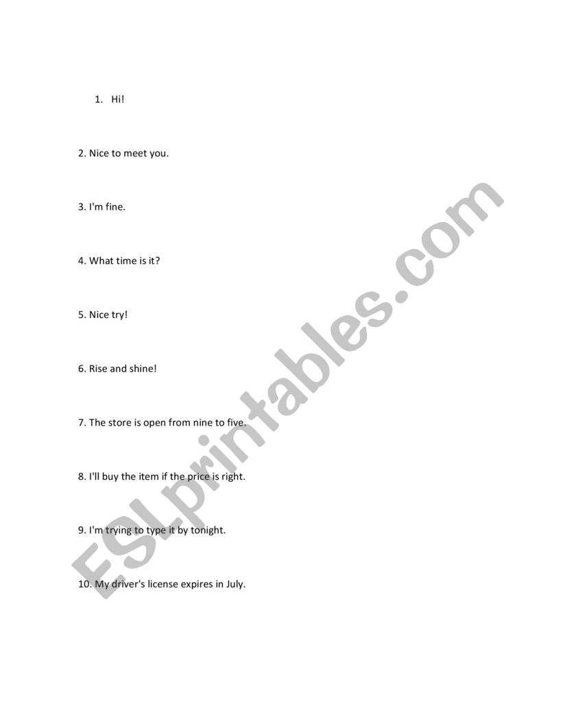 Pronunciation worksheet /ay/ Sound  