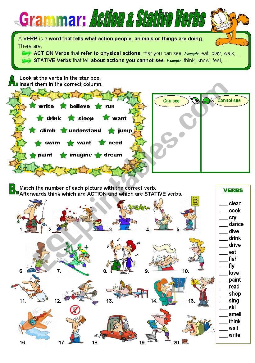 Action And Stative Verbs ESL Worksheet By Atlantis1971