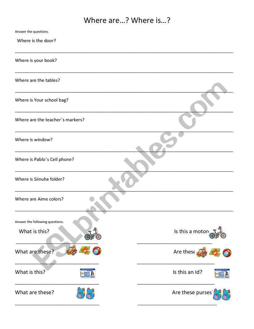 WHERE IS/ARE - ESL worksheet by Mari90