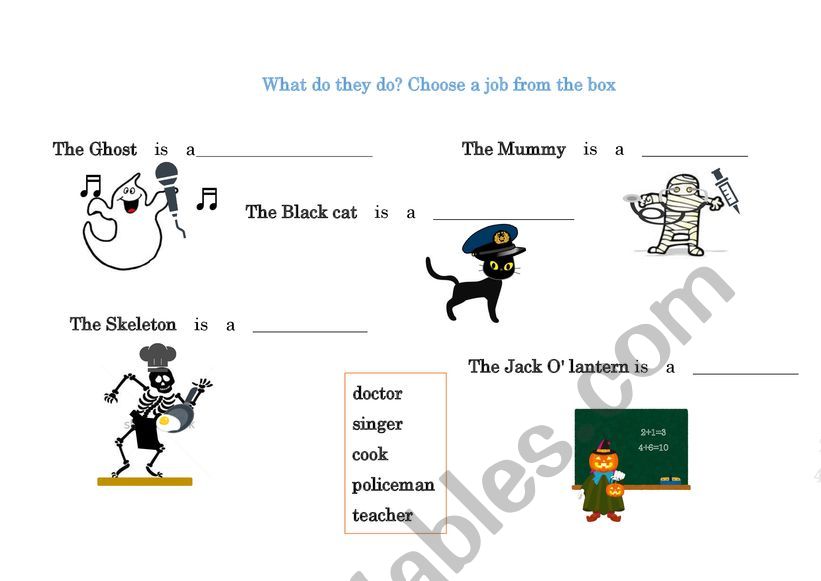 Halloween  fun  WS  JOB names worksheet