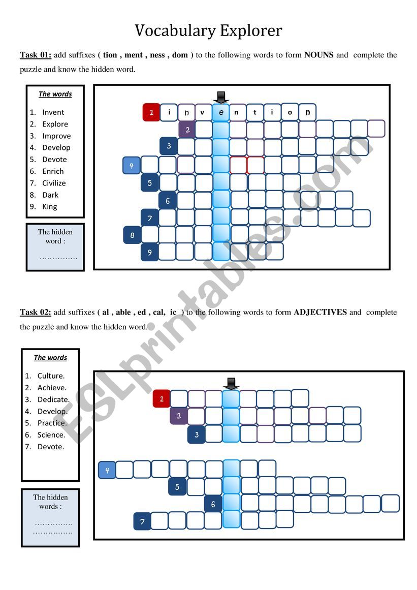 crosswords - ESL worksheet by aminamounir