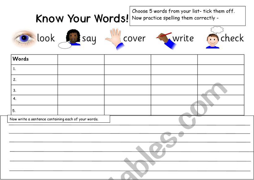 look say cover write check worksheet