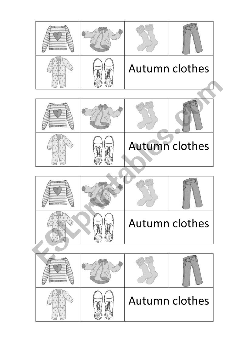 Autumn Clothes vocabulary worksheet