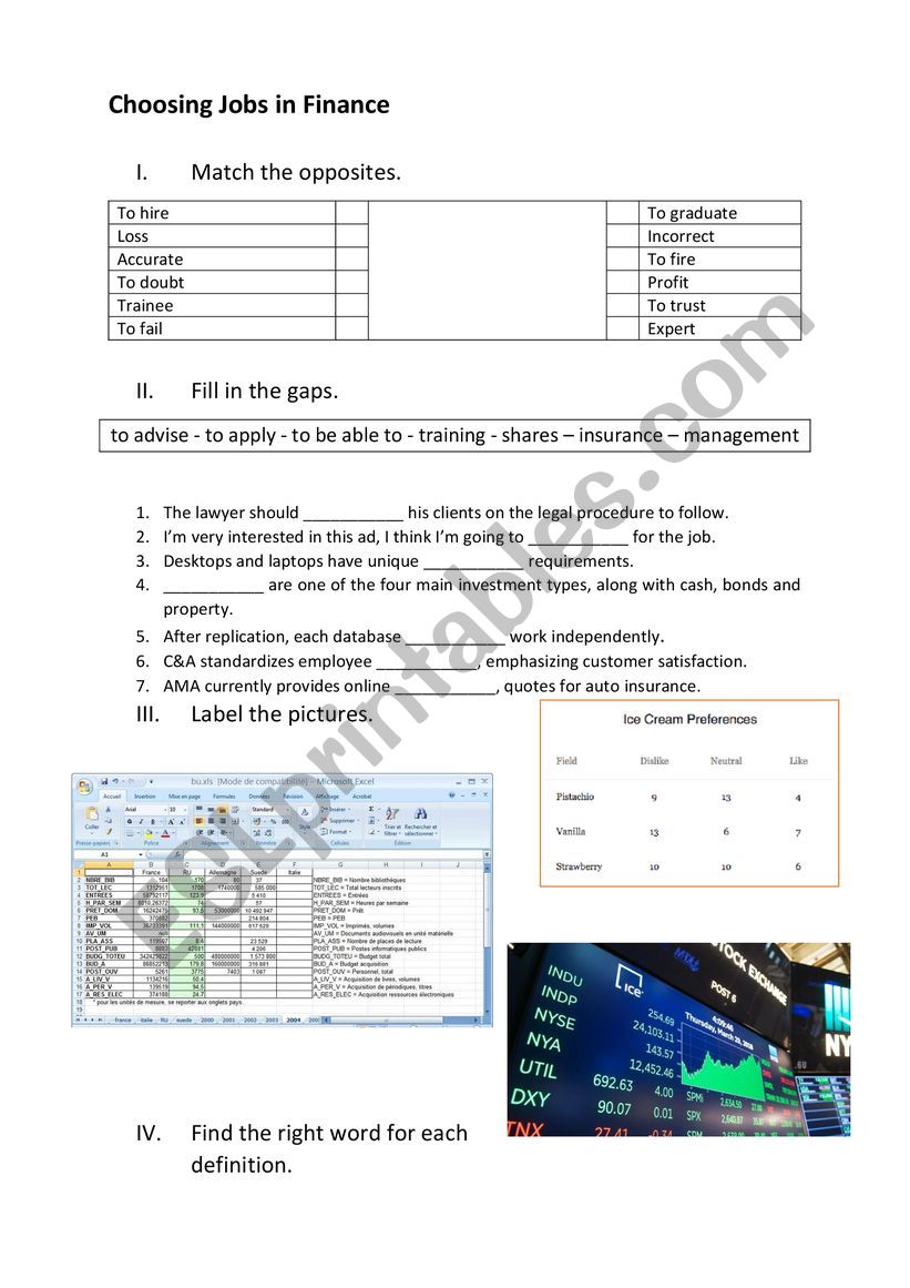 Jobs In Finance Vocabulary Encoding Exercise Esl Worksheet By Melissa Lopez