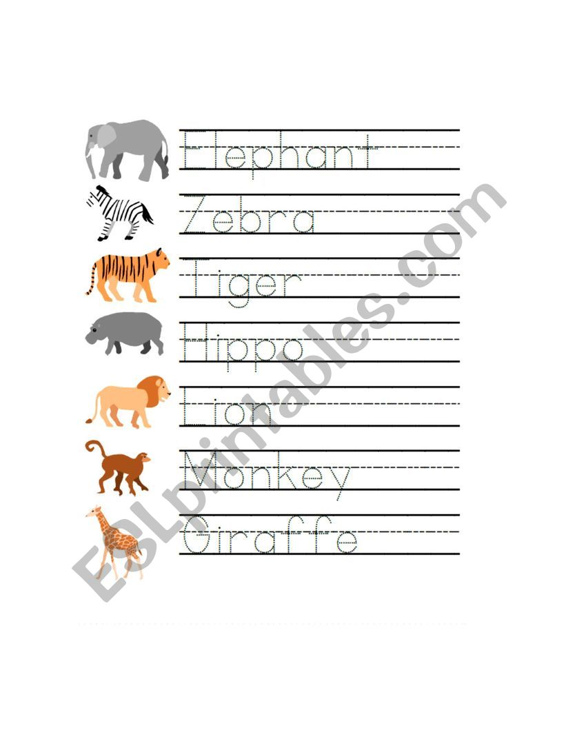 let´s go to the safari - ESL worksheet by dinorah89