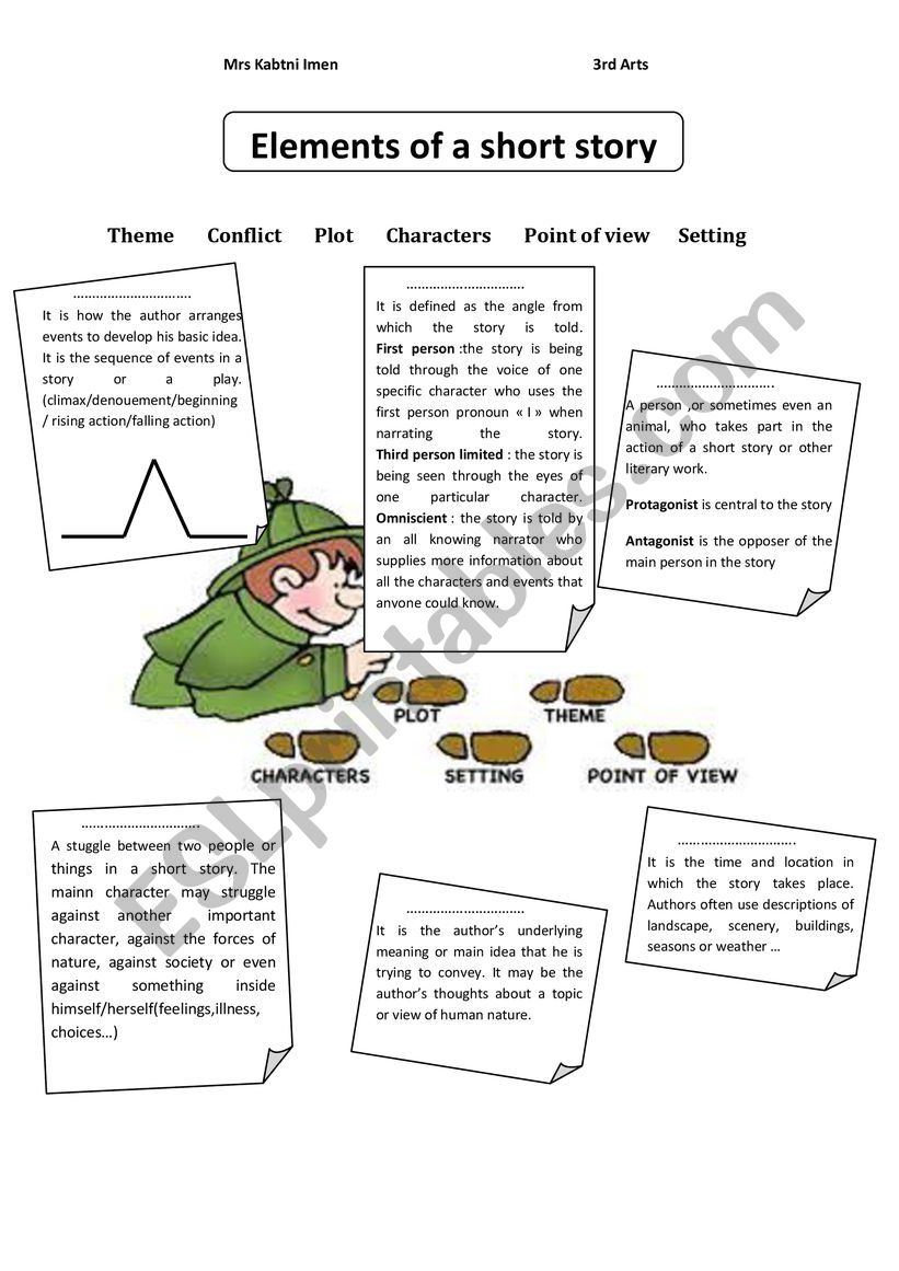 elements of a short story - ESL worksheet by Imenk In Elements Of A Story Worksheet