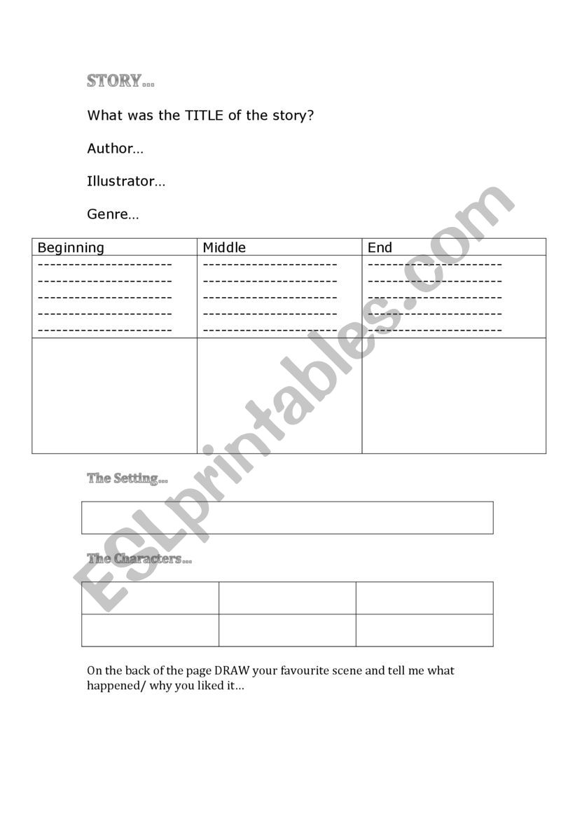 Basic book review worksheet