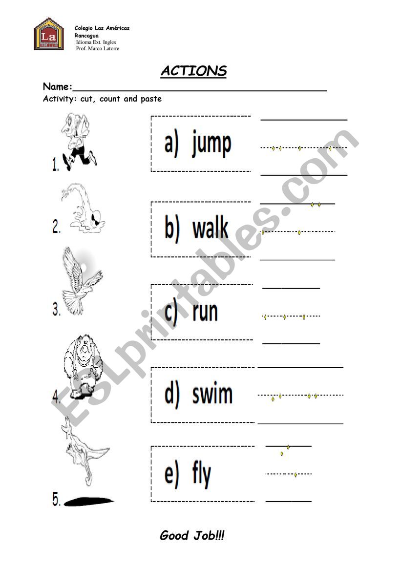 actions worksheet