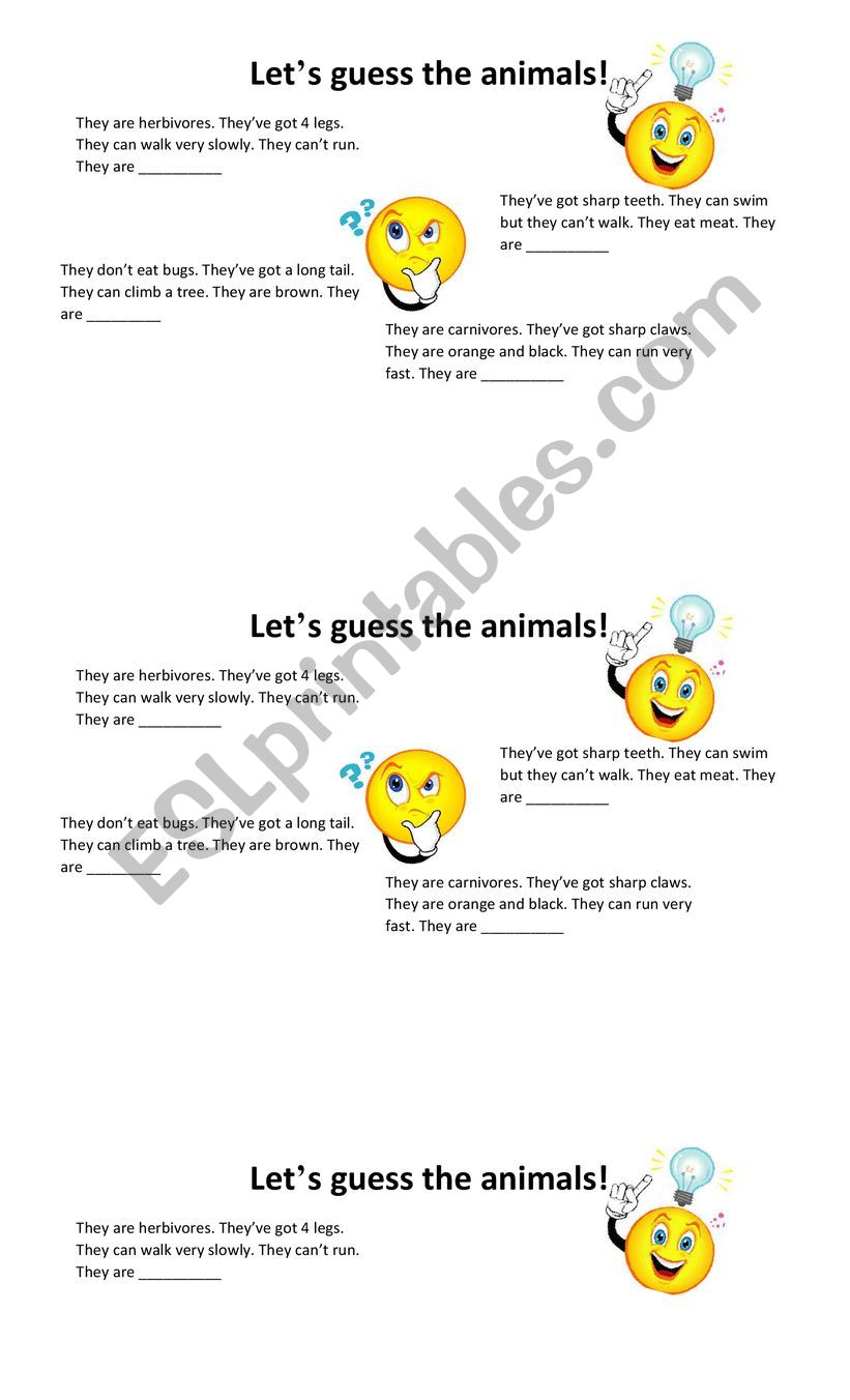 Guess the animals worksheet