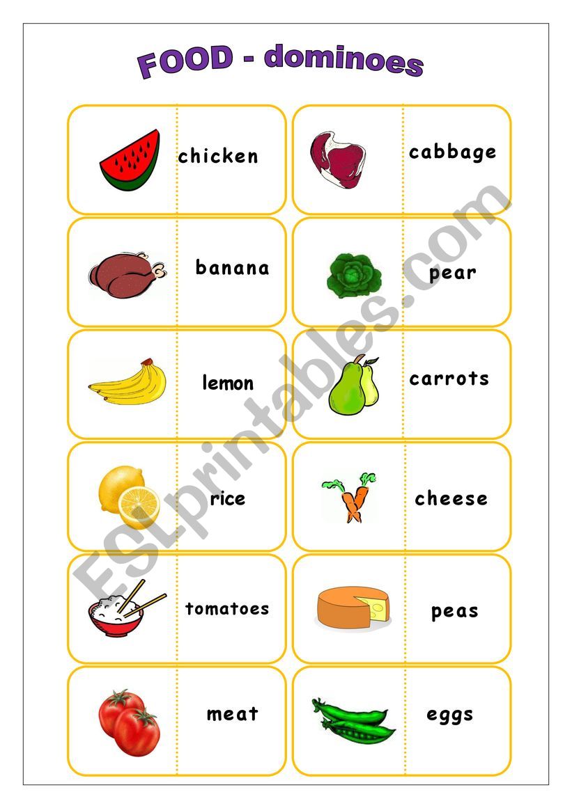 Food domino worksheet