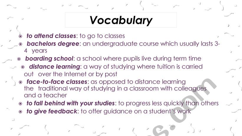 Vocabulary - Education worksheet