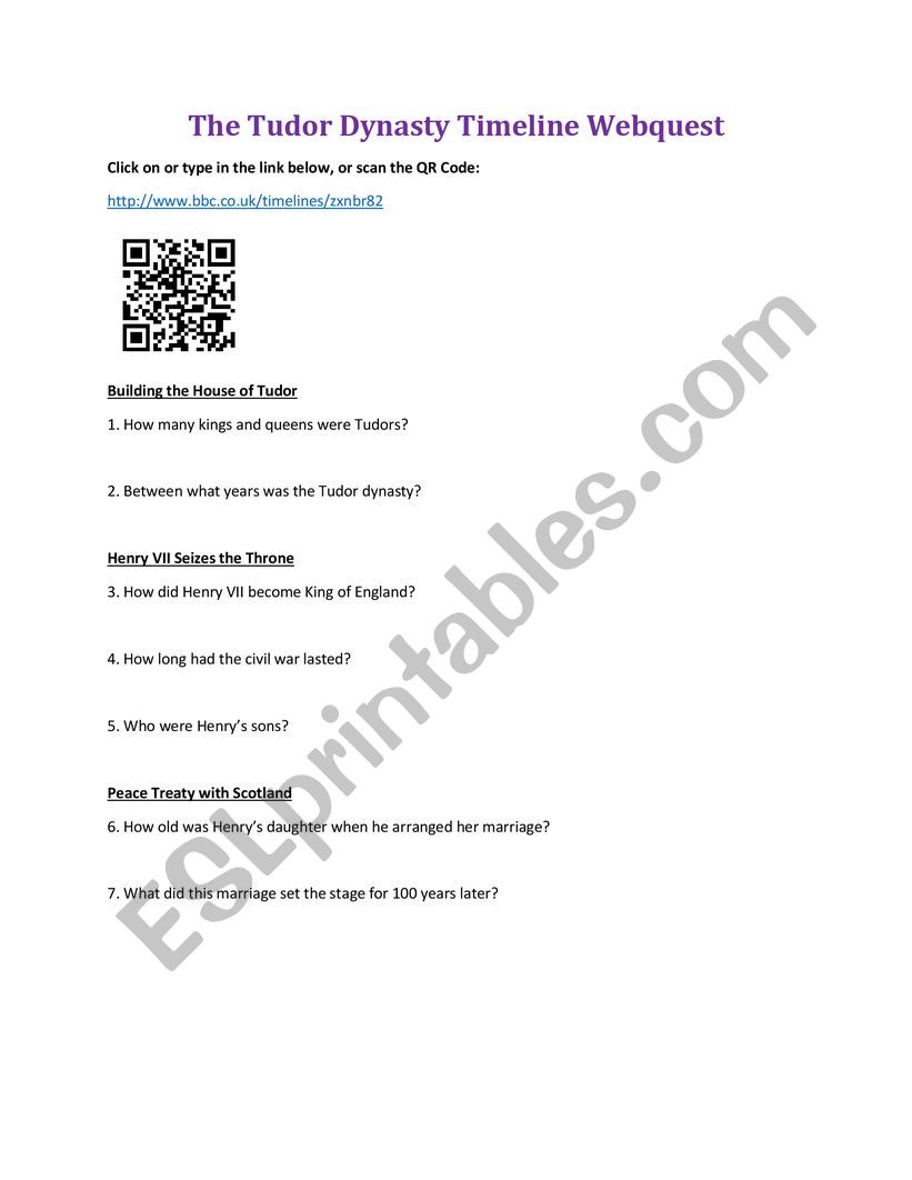 tudor webqest worksheet