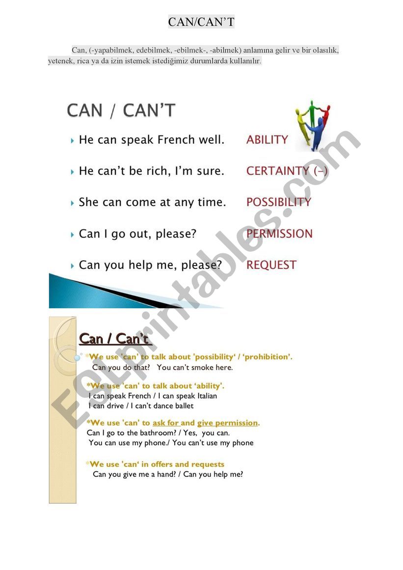 can/cant worksheet