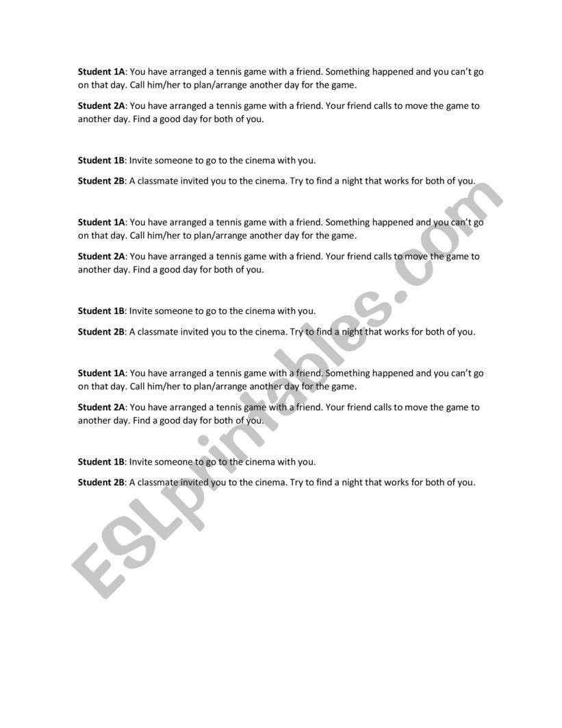 Roleplays  worksheet