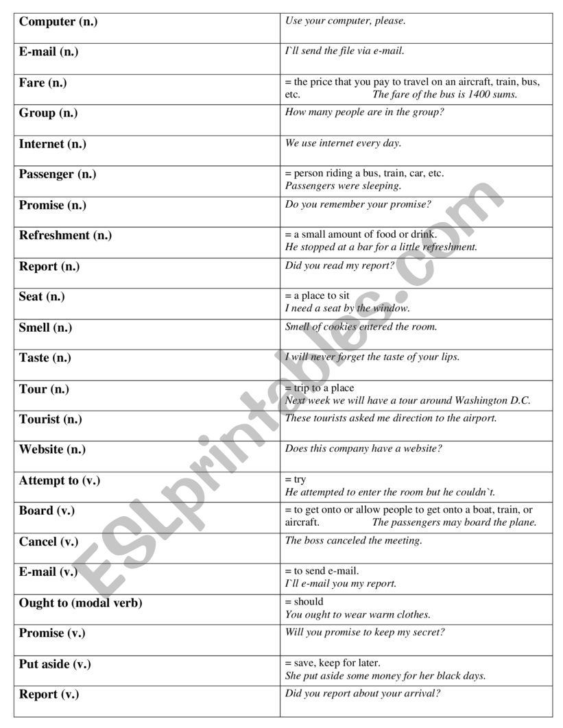 AlC New Words worksheet