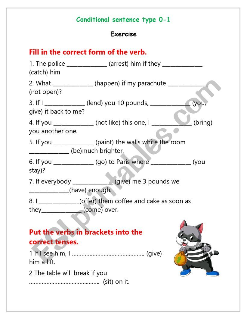 Conditional Type 0-1 worksheet