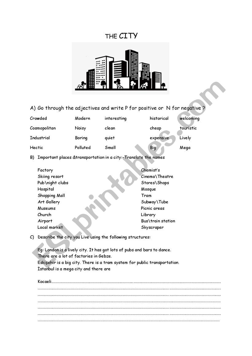 The City worksheet