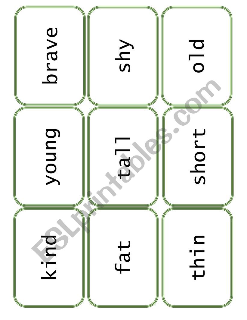 Adjectives - memory part 1 worksheet