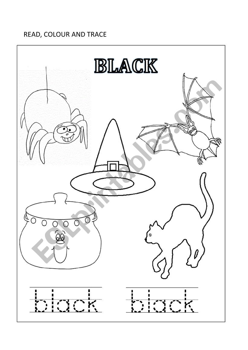 read and colour: black worksheet