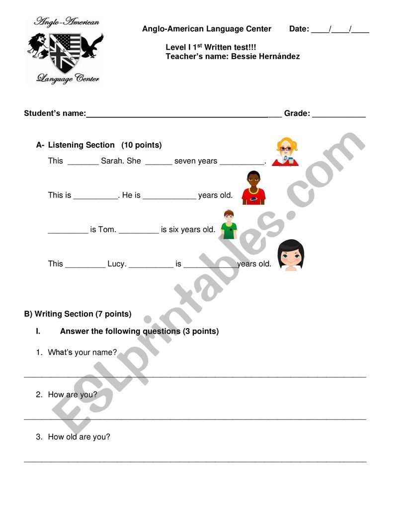 Very Youg Learnner worksheet