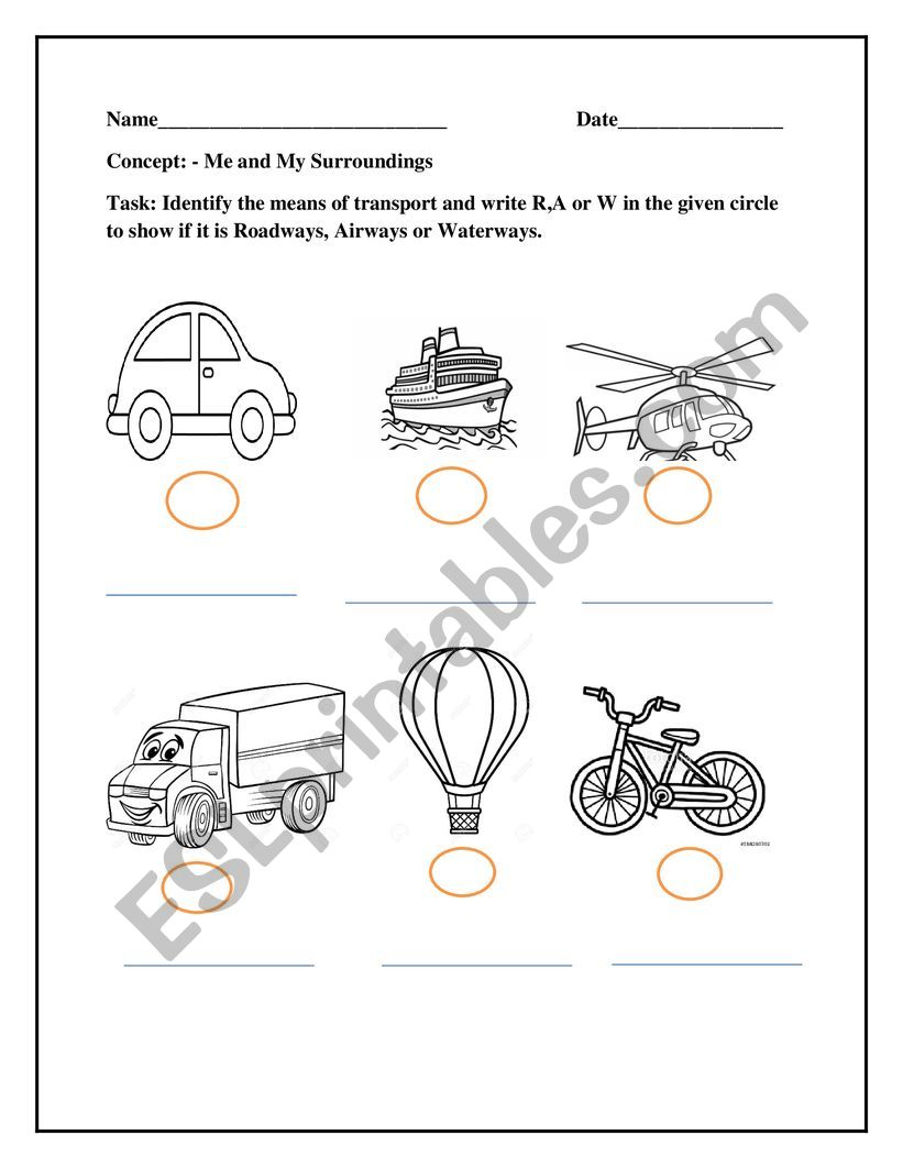 Means of transport - ESL worksheet by C.Meera