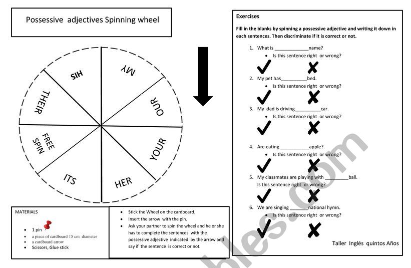 Possessive adjectives  worksheet