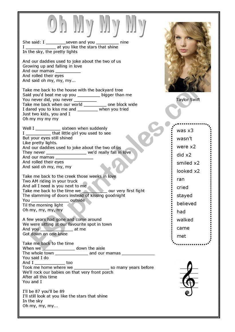 TAYLOR SWIFT worksheet