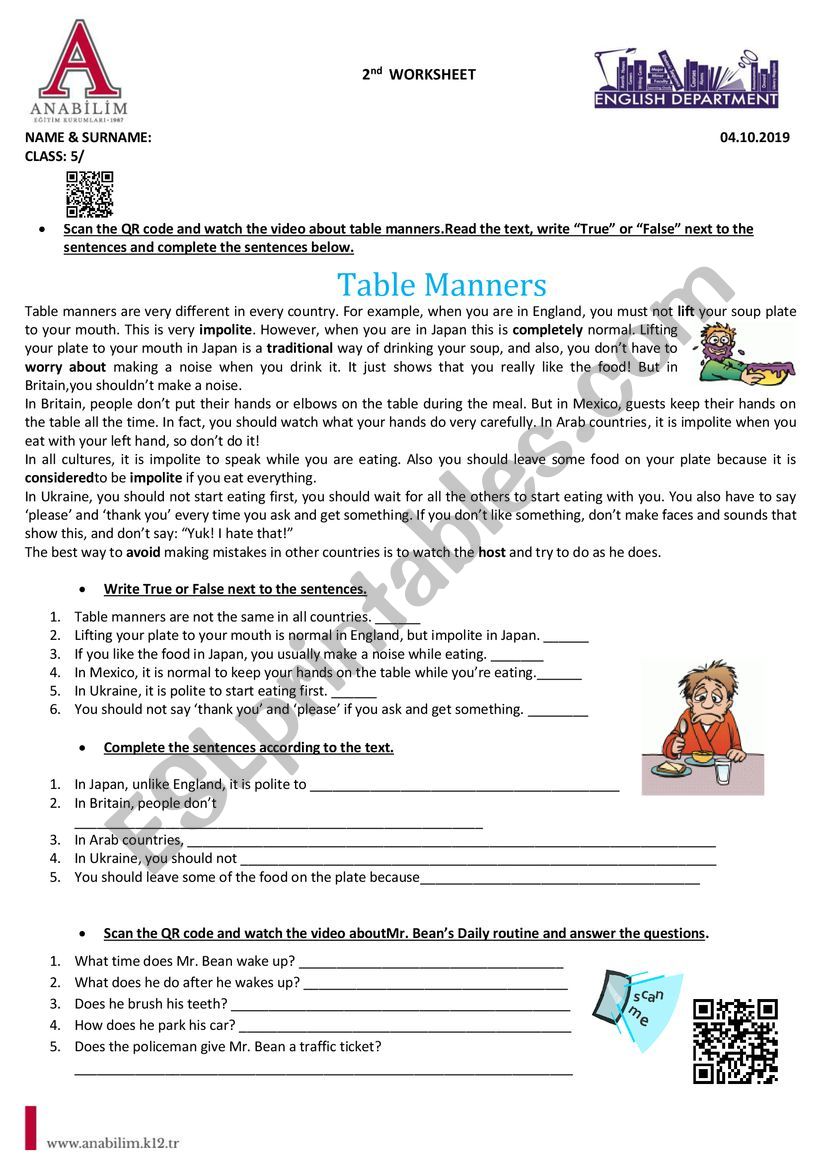 5grade worksheet