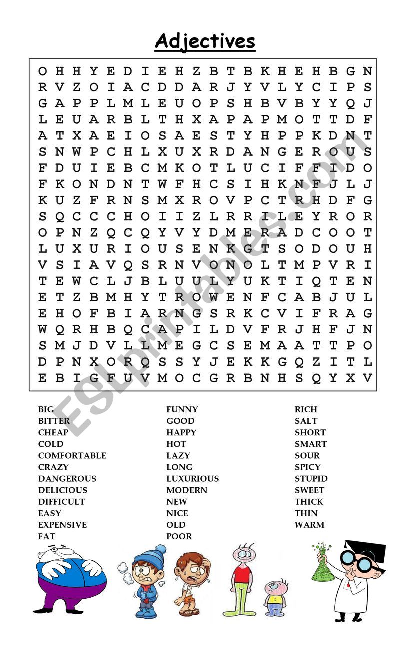 adjectives-wordsearch-worksheet-gambaran