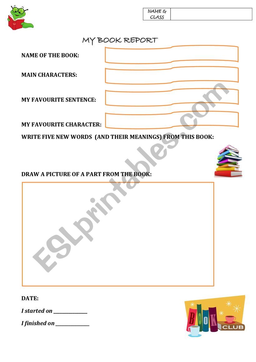 Book Report worksheet