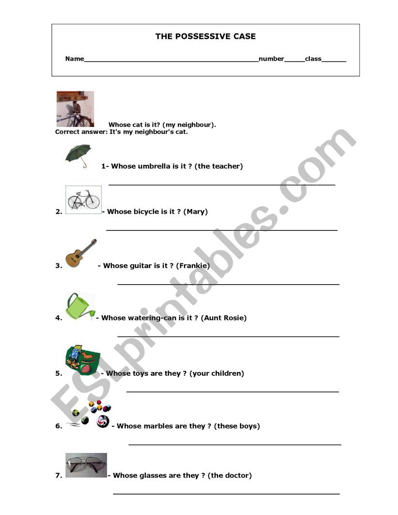 Possessive Case - worksheet worksheet