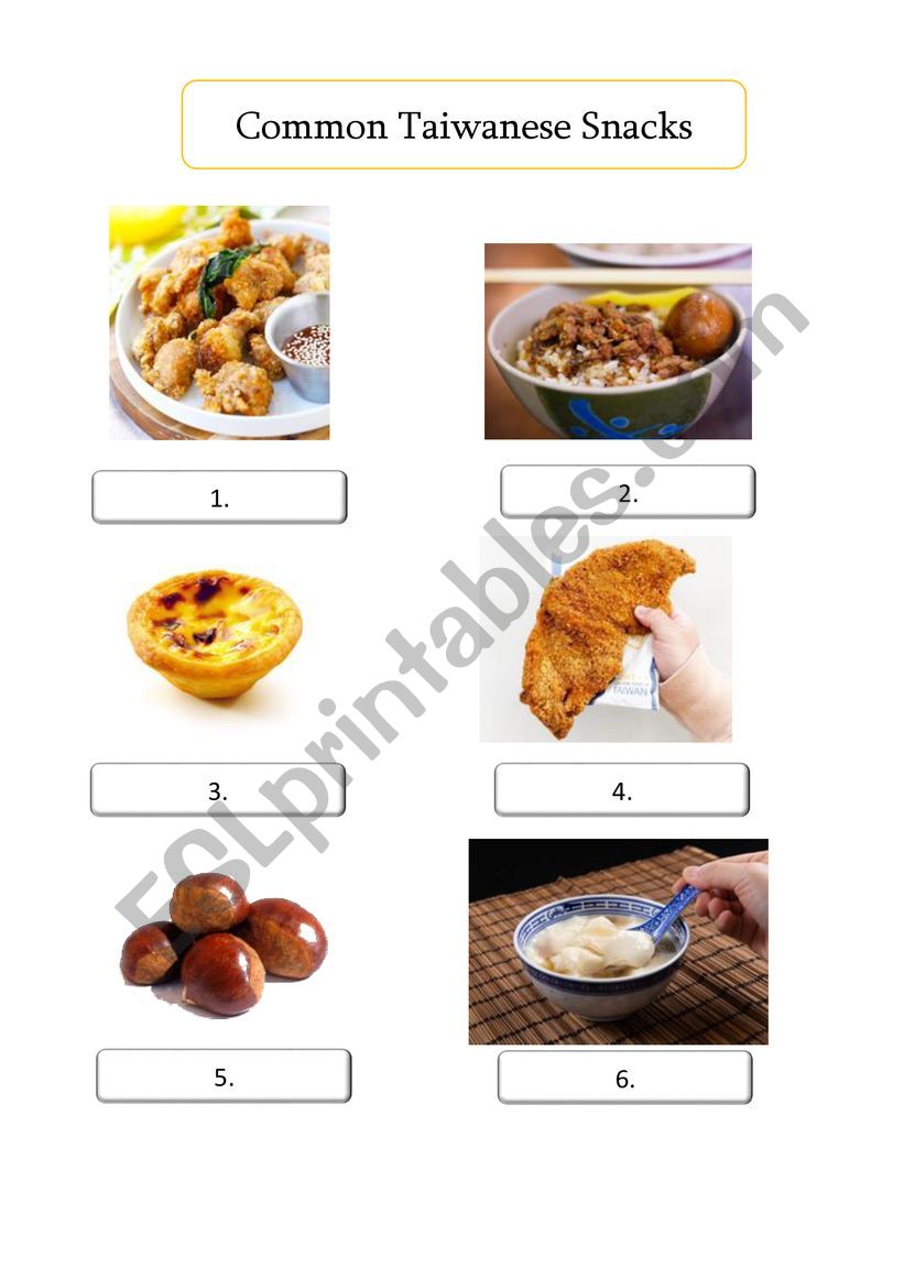 Common Taiwanese Snacks worksheet