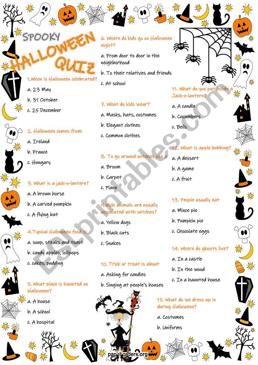 Halloween Quiz - ESL worksheet by Szilvi