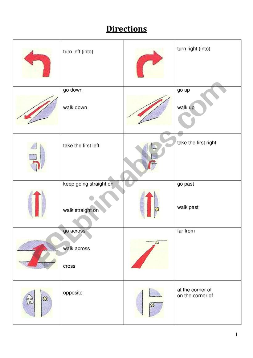 asking for directions worksheet