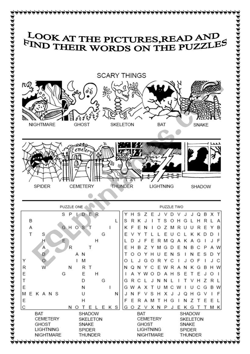 Scary Puzzle - Esl Worksheet By Musicangela