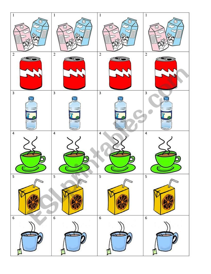 drinks worksheet