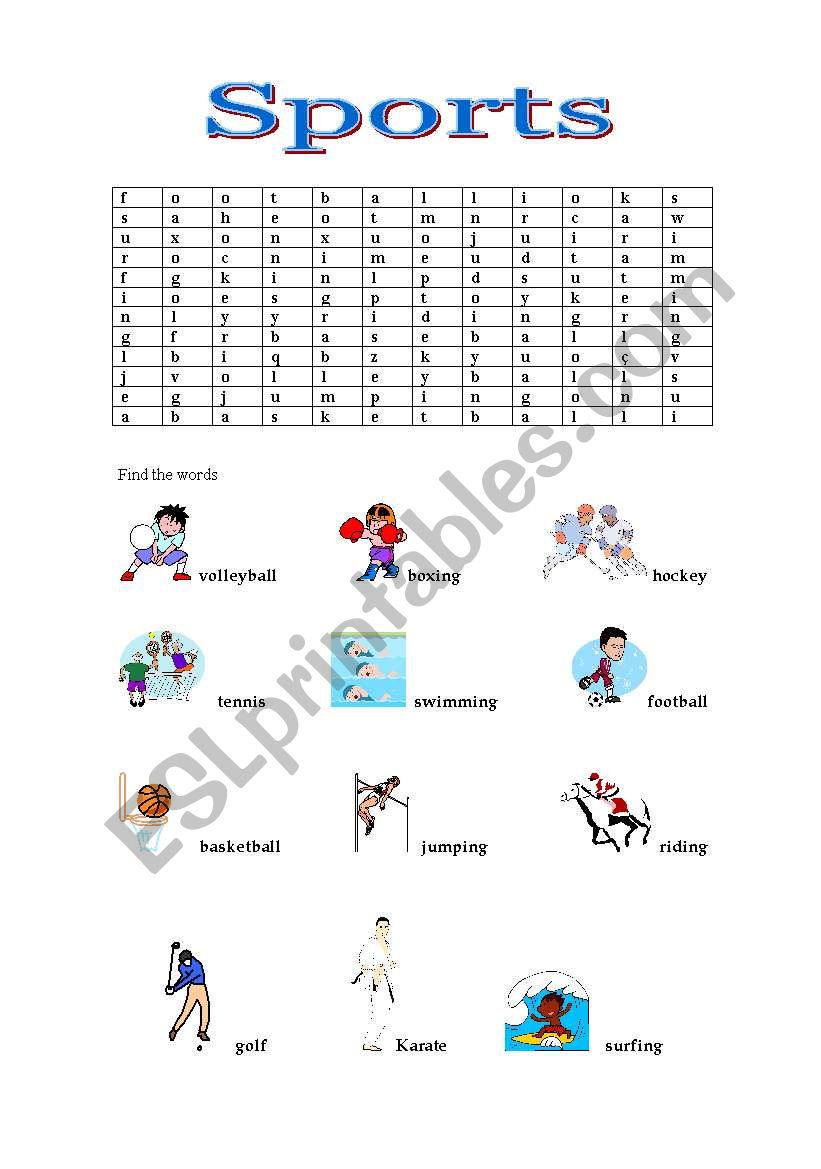 Sports worksheet