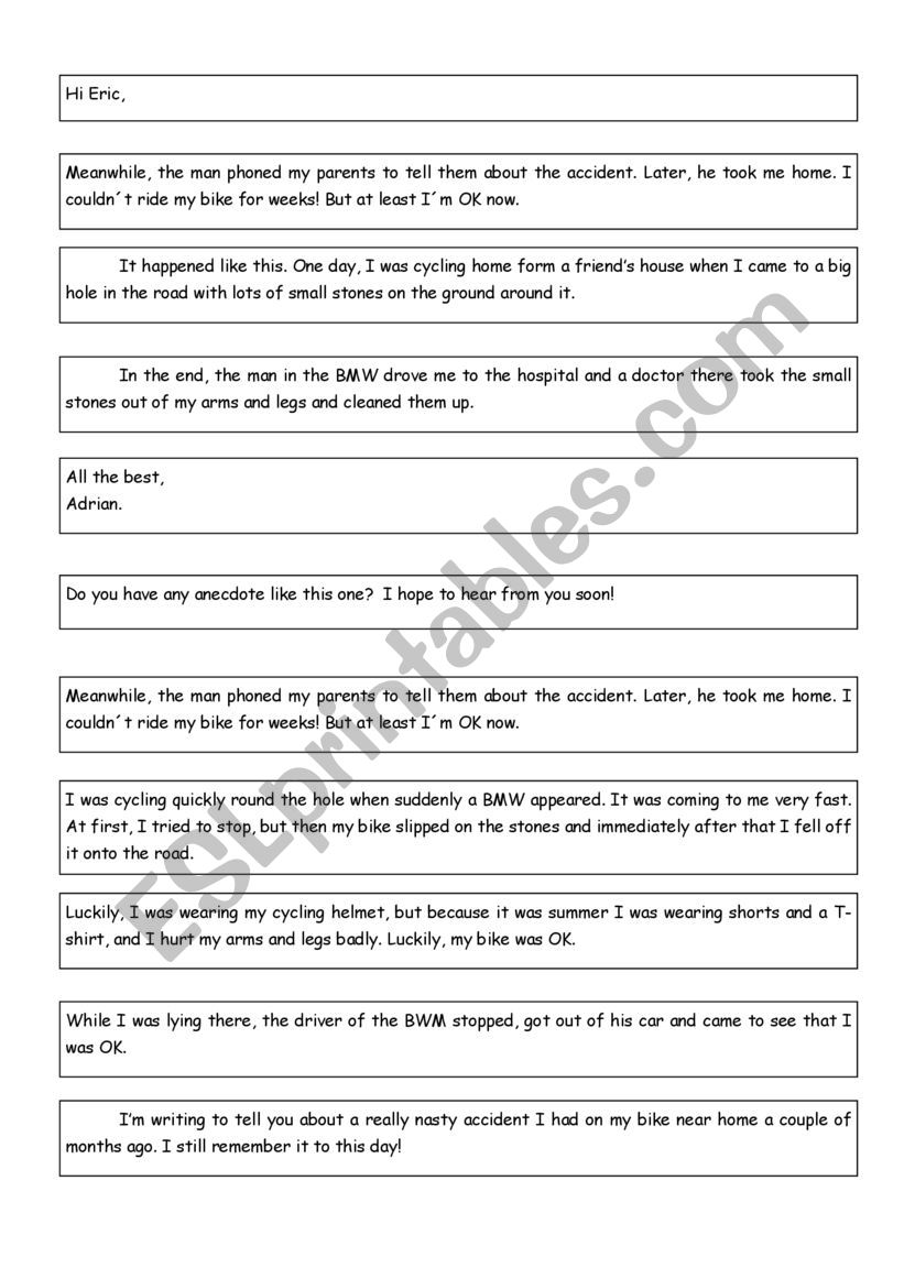 Anecdote - Narrative worksheet