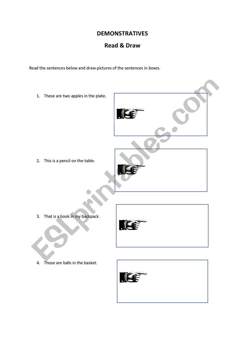 Demonstratives worksheet